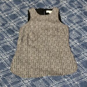 Chiffon Black & Ivory Zig Zag Patterned Shell Tank Blouse